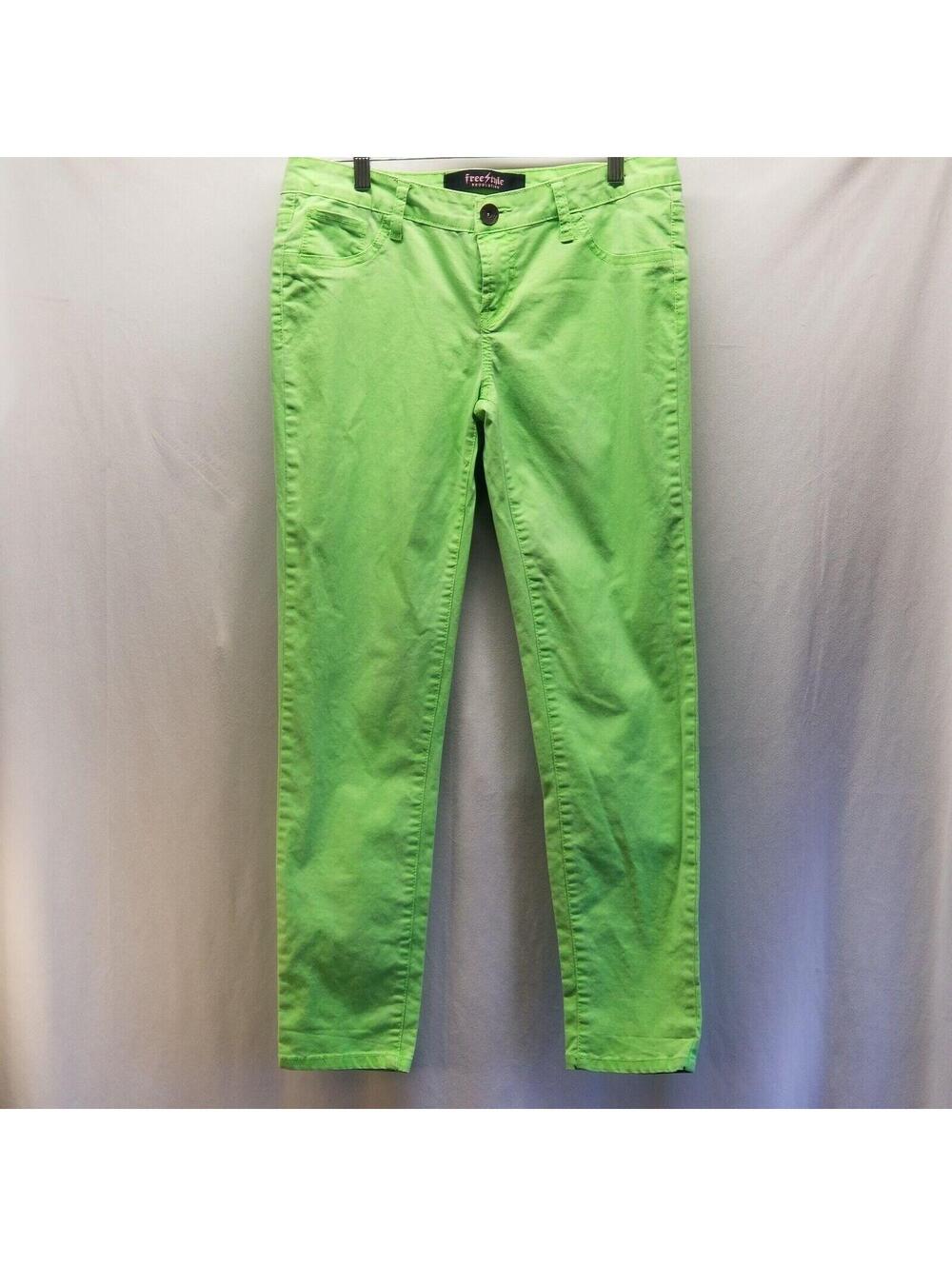 Freestyle Revolution Neon Green Linen Blend Boho Pants Juniors Sz 11